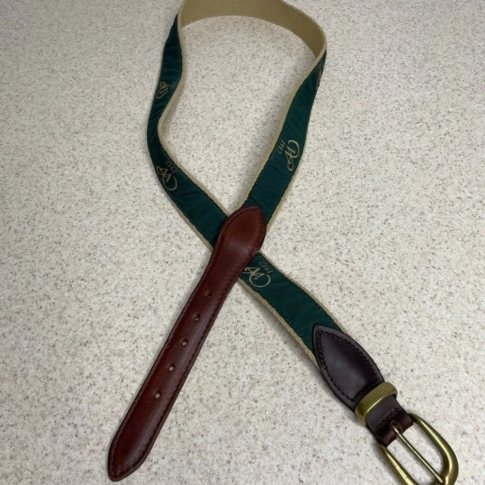 NWOT Green Fabric Ribbon Leather Belt Size 42